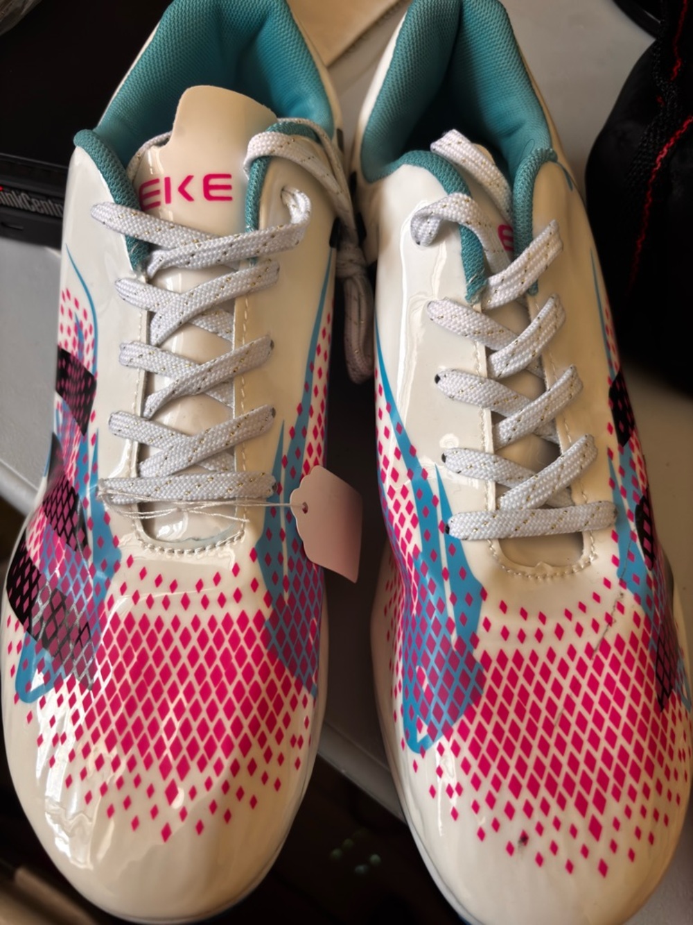 Teke Track Spikes EU 44 White Pink Blue Sprint Cleats US 11.5 women’s